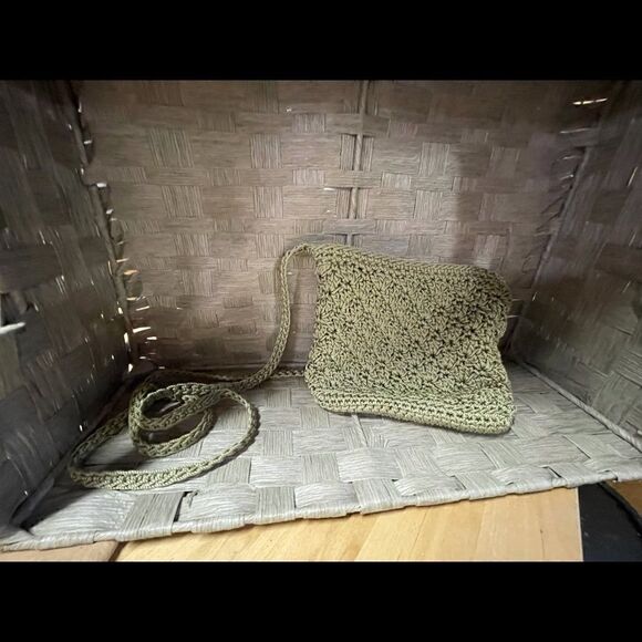 Light Green Hand Crochet Crossbody Purse - Picture 2 of 5